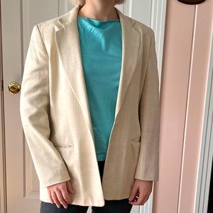 Cream Woven Silk Summer Blazer